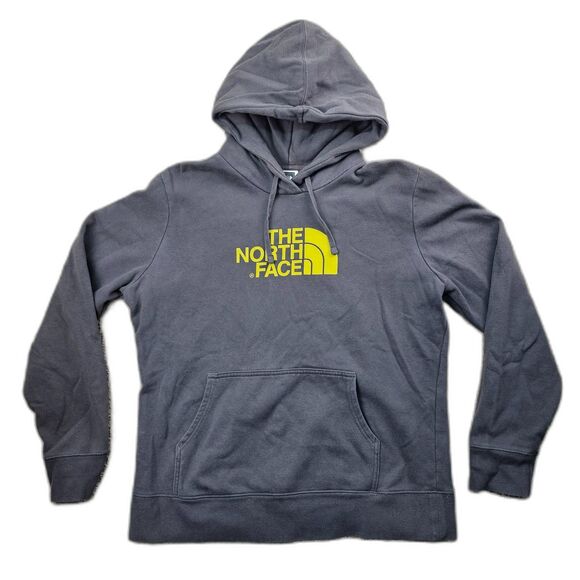 The North Face Tops - The North Face Pullover Drawstring Hoodie With Logo Gray Yellow Women's Size XL